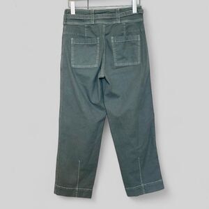 Anthropologie Wrap Waist Paper Bag Crop Pants Moss Green Size 25